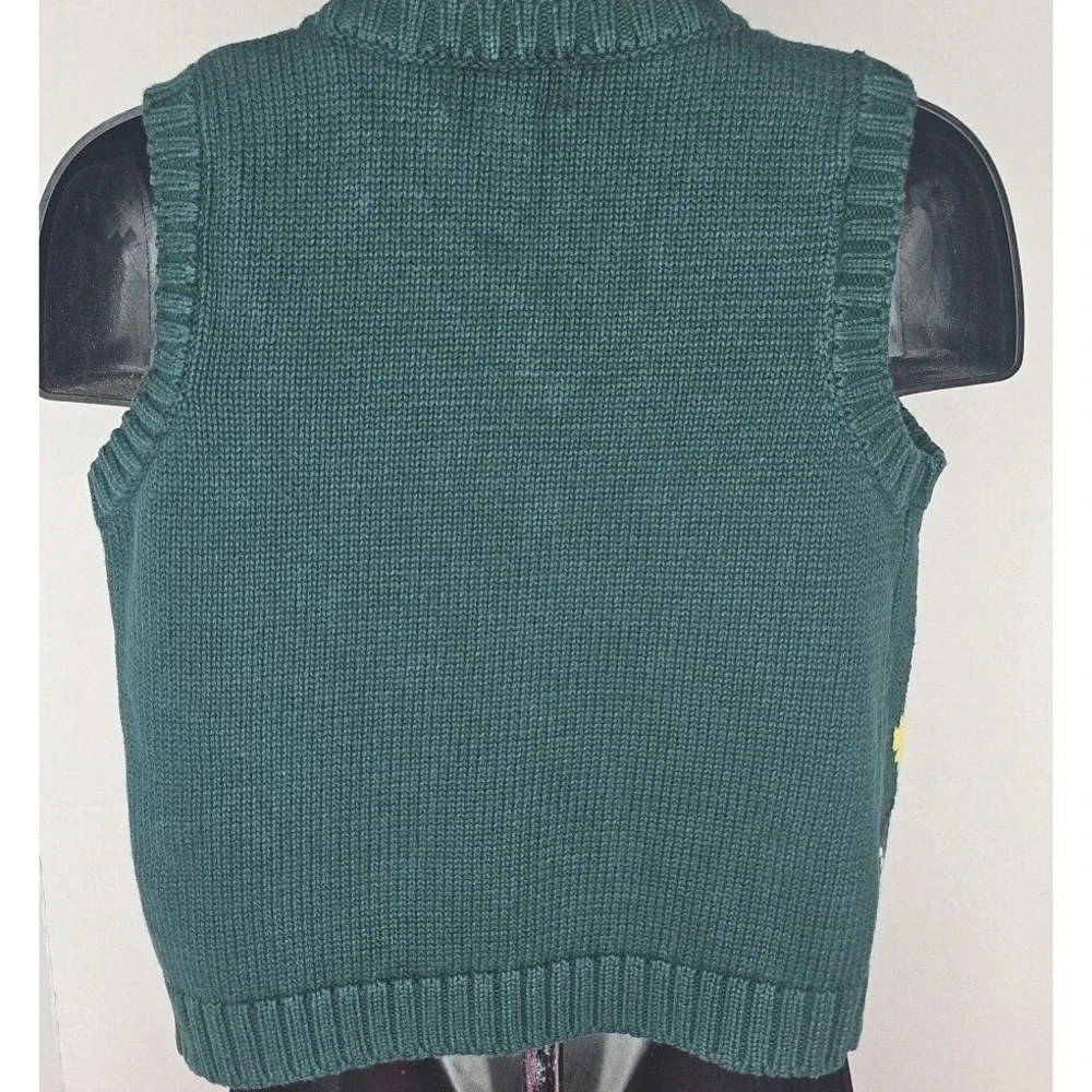 The Children's Place Green,‎ Yellow & White Sleeveless Sweater Vest Size 18 MTHS